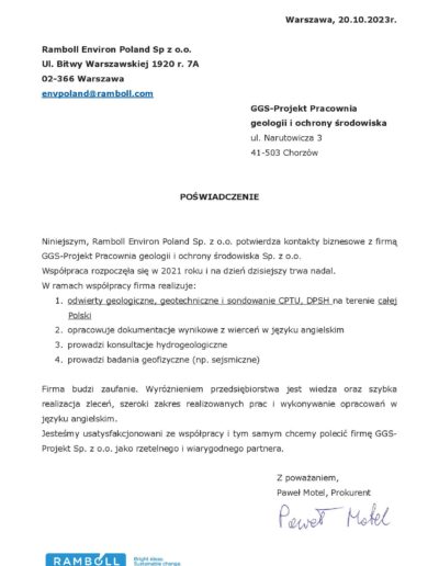 odwierty geotechniczne w celu poboru prób